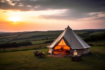 Blurred Mountain Landscape for Travel and Camping Concept Background