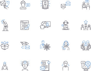 News outline icons collection. News, Media, Headlines, Journalism, Broadcast, Reporter, Breaking vector and illustration concept set. Report, Story, Update linear signs