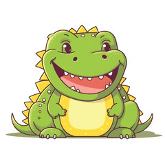 The cute chubby cartoon style green alligator