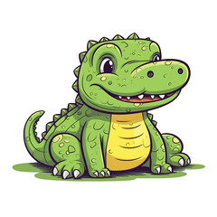 The cute chubby cartoon style green alligator