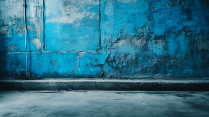 Texture of old blue concrete wall for background. Generative AI