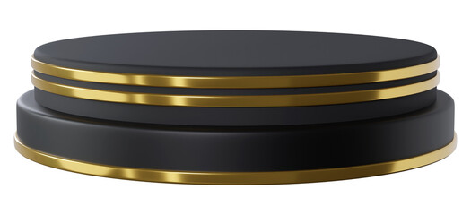 Black Gold cylinder podium product display, 3d rendering