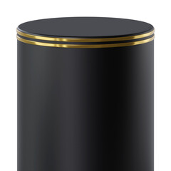 Black Gold cylinder podium product display, 3d rendering