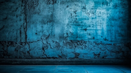 Texture of old blue concrete wall for background. Generative AI