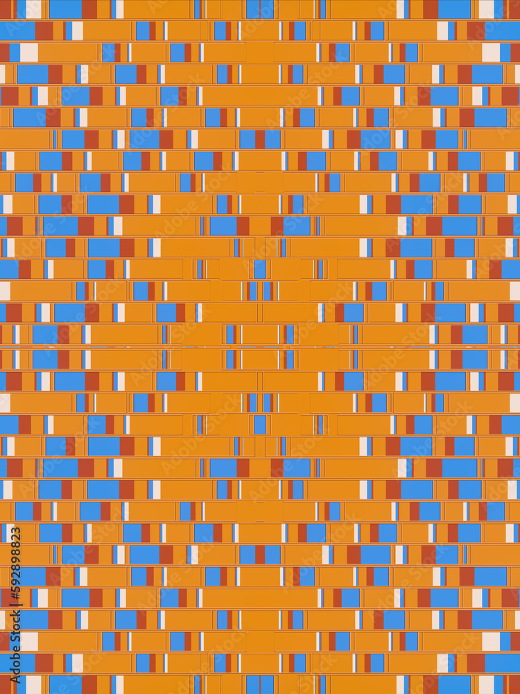 Poster Pattern of rectangular stripes with trendy gradient. Modern multi colored background. 3d rendering digital illustration