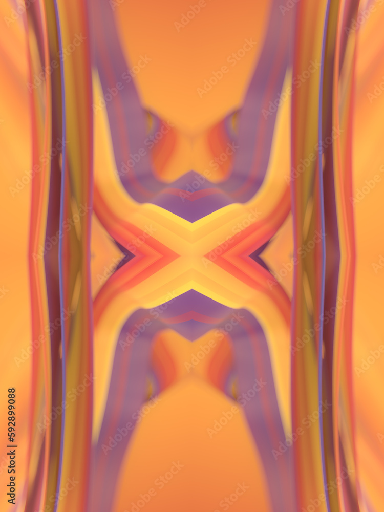 Poster Strips of fabric in the wind. 3d rendering background. Digital illustration