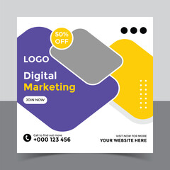 Digital marketing agency business promotion and instagram post template, Social Media Post and Banner and web banner design template
