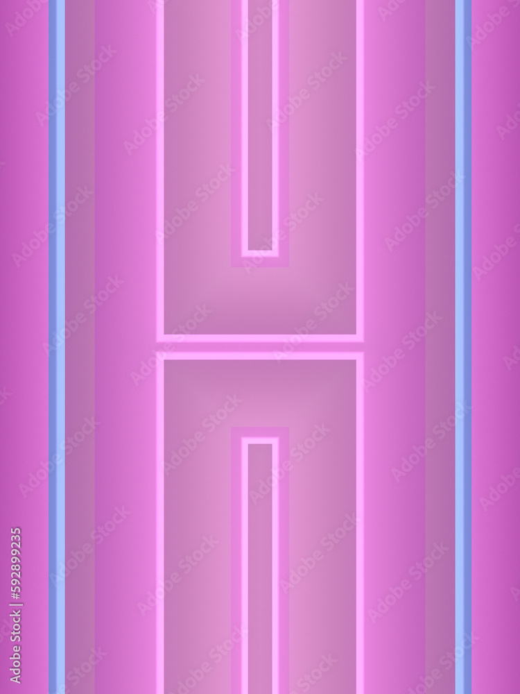 Poster abstract shiny symmetrical pattern in pink. geometric art background. 3d rendering digital illustrat