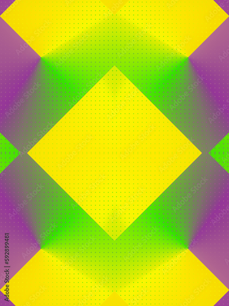 Poster Bright symmetrical composition background. 3d rendering pattern in abstract style. Digital illustration
