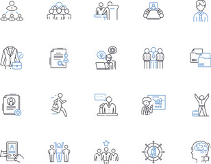 Office people outline icons collection. Office, People, Workers, Staff, Employees, Executives, Professionals vector and illustration concept set. Managers, Colleagues, Supervisors linear signs