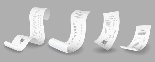 Fotobehang Payment check and receipts with shadows. Set of curved financial paper, purchase invoice. Buying, bill or calculate pay. Receipt the seller forms © the8monkey