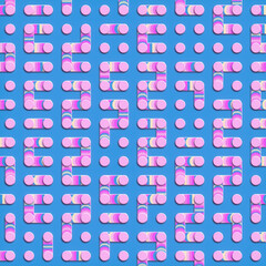 Abstract cartoon maze with rainbow neon gradient. 3d rendering digital illustration