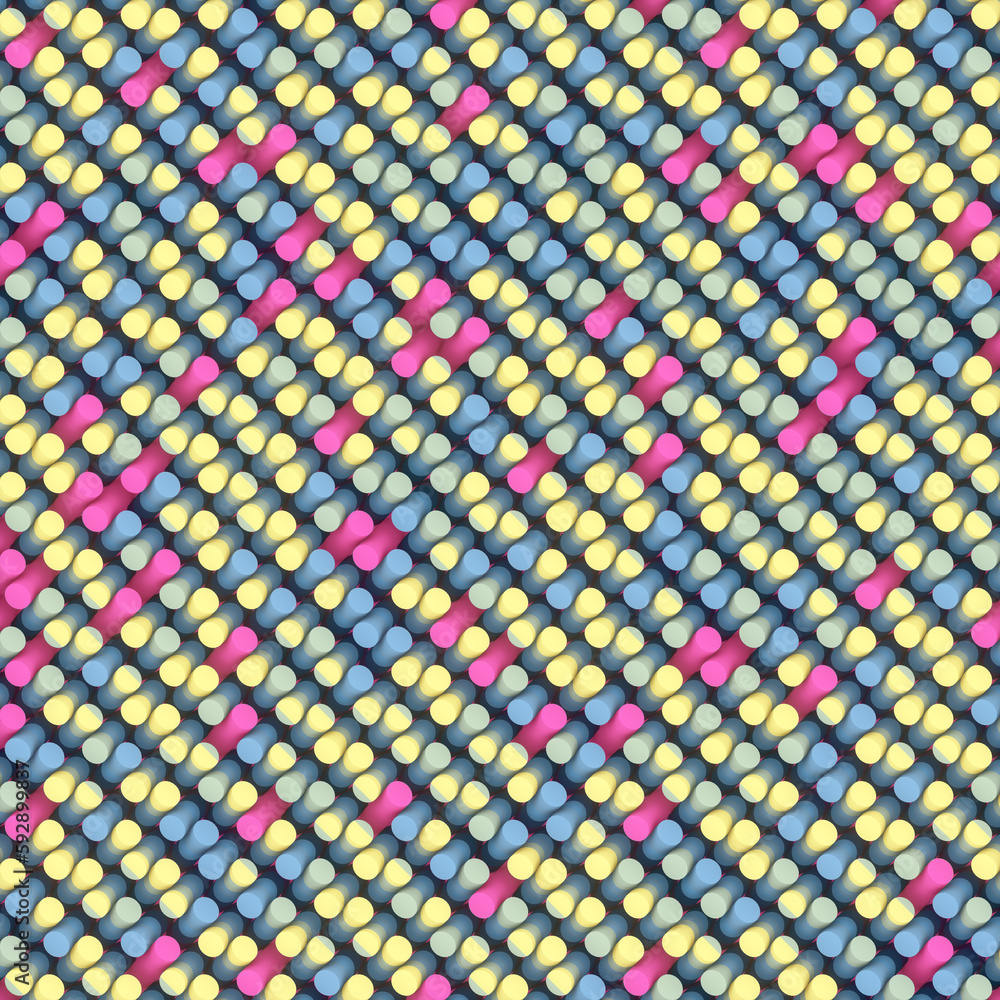 Poster Pattern of multi colored cylinders. Modern background. 3d rendering digital illustration