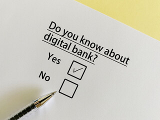 Fototapeta premium Questionnaire about banking