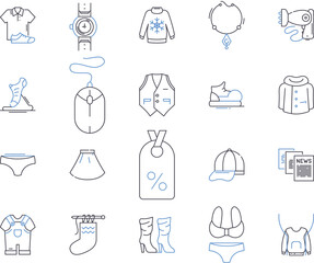 Shop and customer outline icons collection. Shop, Customer, Shopping, Buyer, Store, Purchaser, Retail vector and illustration concept set. Buy, Merchant, Seller linear signs