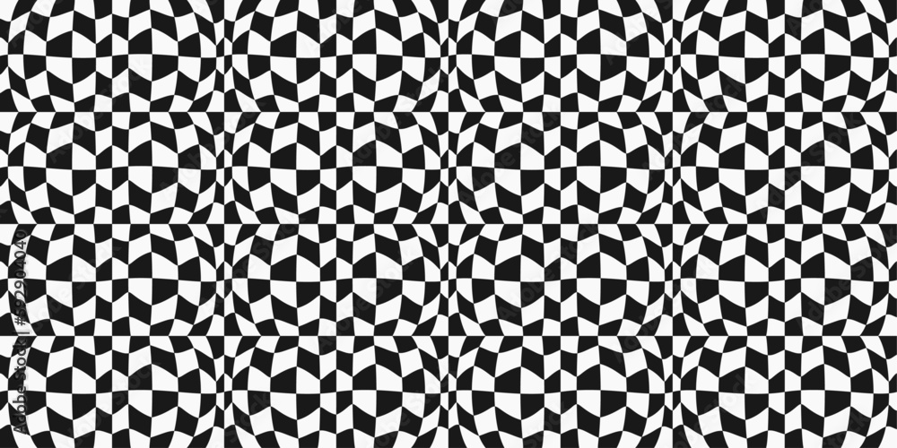 Aufkleber checkered pattern of curved cell shapes. vector black and white pattern, seamless and checkered. rem
