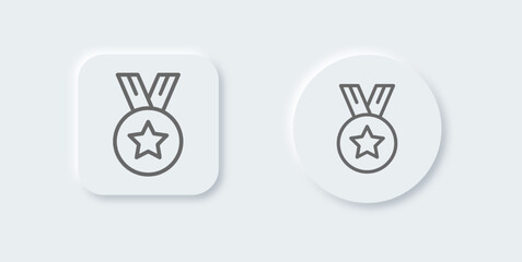 Medal line icon in neomorphic design style. Award signs vector illustration.