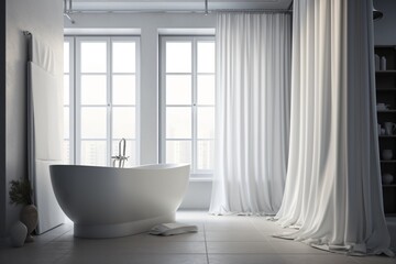 Fototapeta na wymiar Minimalist design bathroom interior. Designed using Generative AI