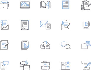 Remote work outline icons collection. Telecommuting, Telework, Offsite, Off-site, Off-location, Home-based, Home-office vector and illustration concept set. At-home, Distant, Distanced linear signs