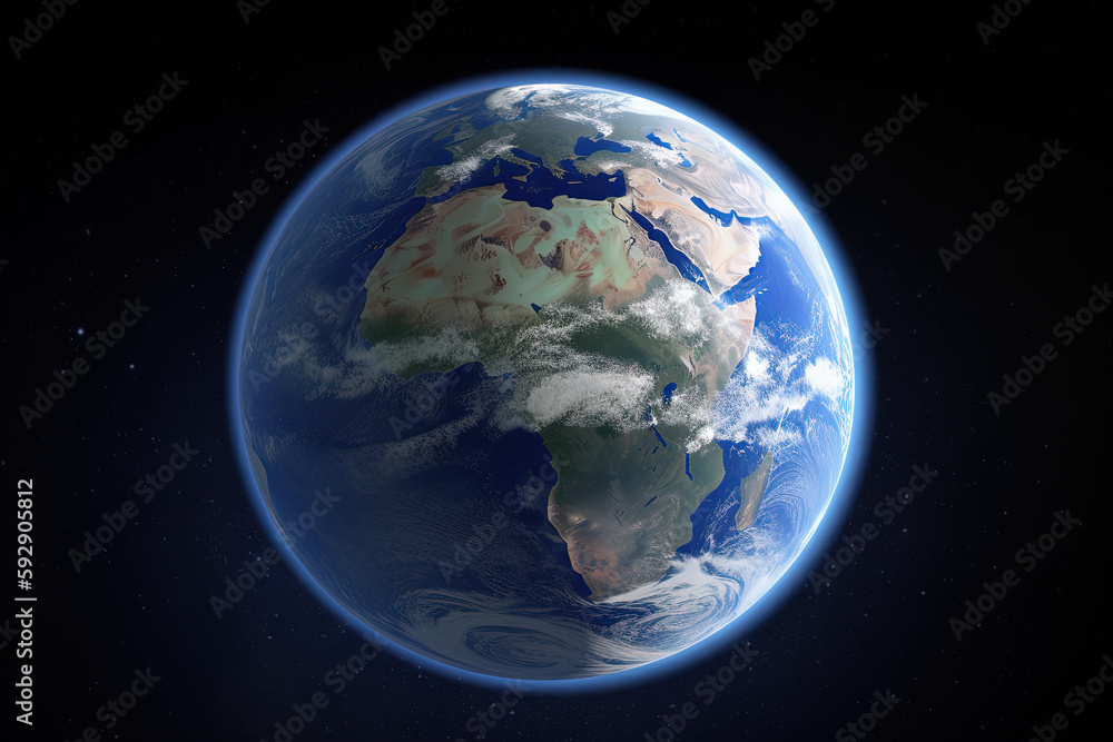 Wall mural realistic earth planet in space. created with generative ai technology
