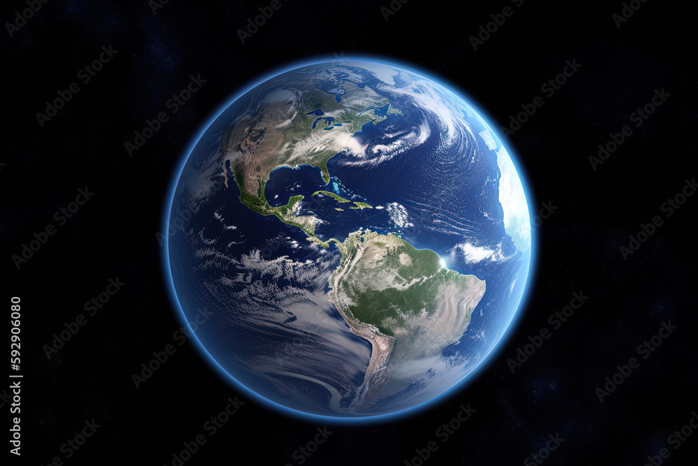 Wall mural realistic earth planet in space. created with generative ai technology