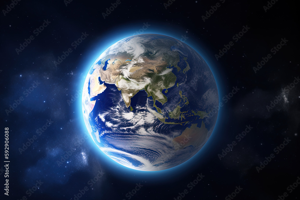 Wall mural realistic earth planet in space. created with generative ai technology