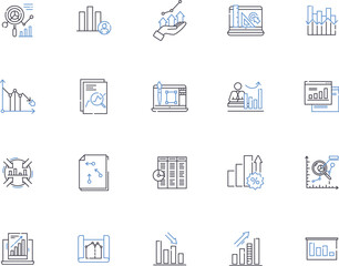 Charts and diagrams outline icons collection. Charts, Diagrams, Graphs, Maps, Plots, Figures, Tables vector and illustration concept set. Flowcharts, Cartograms, Line linear signs