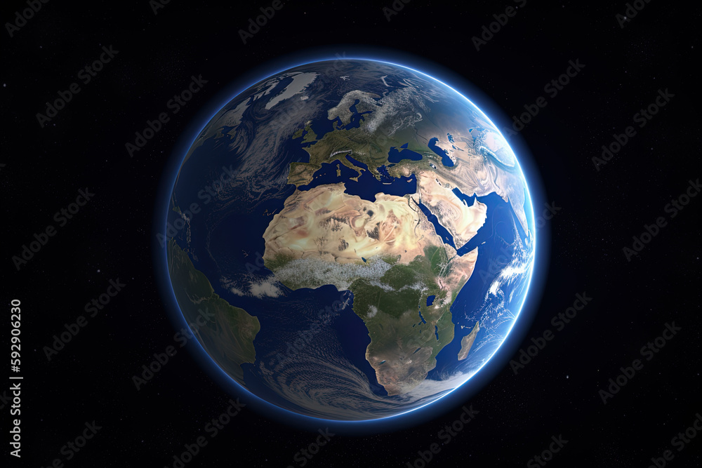 Wall mural realistic earth planet in space. created with generative ai technology