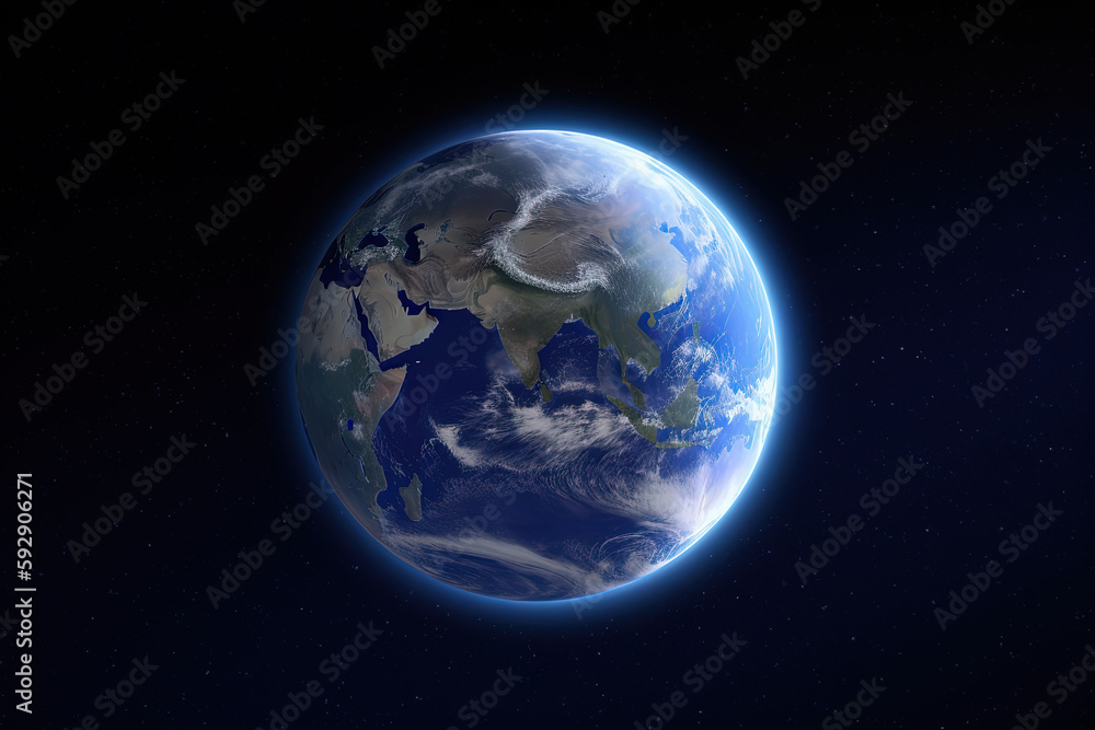Wall mural realistic earth planet in space. created with generative ai technology