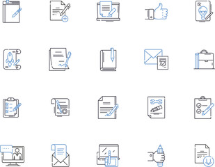 Editing outline icons collection. Edit, Editing, Modify, Enhance, Improve, Revise, Reorganize vector and illustration concept set. Crop, Process, Reshape linear signs