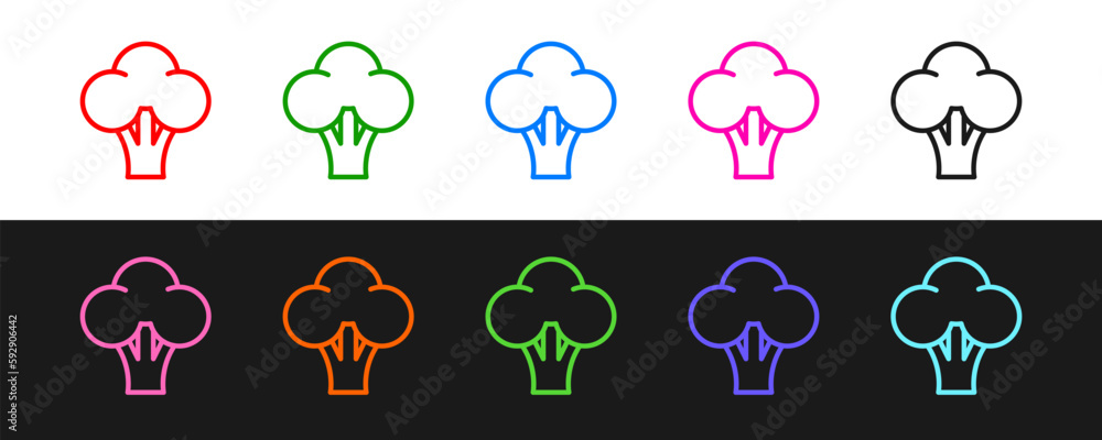 Poster set line broccoli icon isolated set line background. vector