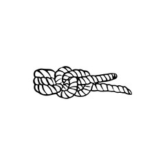 Vector outlined rope knote isolated on white background. Hand drawn illustration.