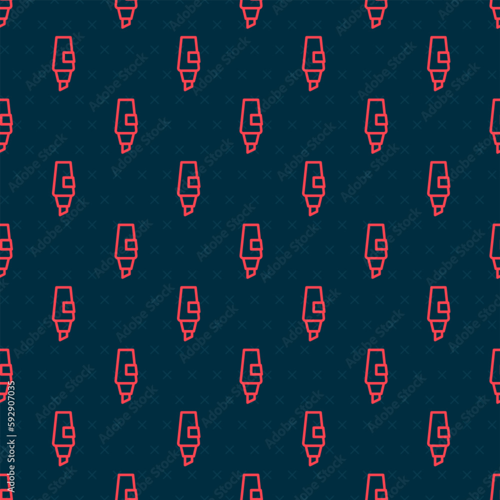 Poster red line marker pen icon isolated seamless pattern on black background. vector
