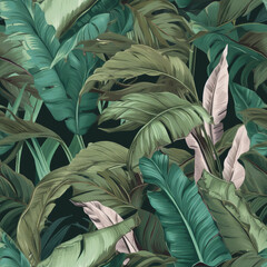 Tropisches Muster: Nahtloses Design mit exotischen Blättern, nahtlos unendlich teilbar, wie Kacheln © actioncam-chiemgau