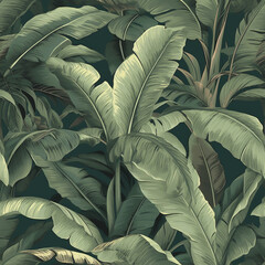 Tropisches Muster: Nahtloses Design mit exotischen Blättern, nahtlos unendlich teilbar, wie Kacheln © actioncam-chiemgau