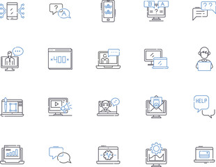 User outline icons collection. User, Profiles, Audience, Customers, Consumers, Visitors, Clients vector and illustration concept set. Individuals, Buyers, Subscribers linear signs