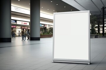 Blank Mockup Signboard Space for Advertisement at Public Shopping Centers, Malls, or Business Centers. AI