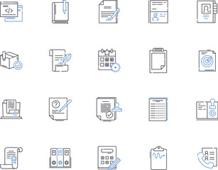 Planning outline icons collection. Scheme, Arrangement, Program, Design, Outline, Map, Map out vector and illustration concept set. Method, Intend, Agenda linear signs