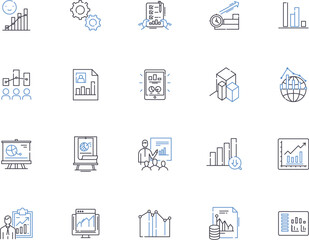 Charts and diagrams outline icons collection. Charts, Diagrams, Graphs, Maps, Plots, Figures, Tables vector and illustration concept set. Flowcharts, Cartograms, Line linear signs
