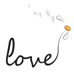 love message with daisy flower. vector illustration for print