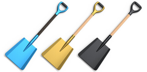 Set of garden tools and supplies for gardener and flower pots in garden