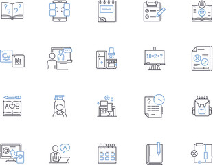 Homeware outline icons collection. Homeware, household, furnishings, furniture, decor, kitchenware, appliances vector and illustration concept set. bedding, bath, curtains linear signs