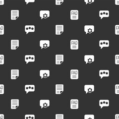 Set FAQ information, Speech bubble chat, File document and Telephone 24 hours support on seamless pattern. Vector