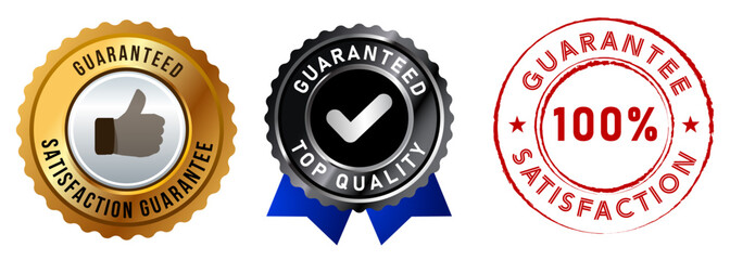 satisfaction guarantee badge stamp label sticker vector design