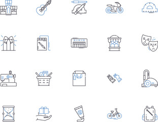 Retailer outline icons collection. Merchant, Vendor, Dealer, Seller, Outlet, Store, Boutique vector and illustration concept set. Marketplace, Supermarket, Shopkeeper linear signs