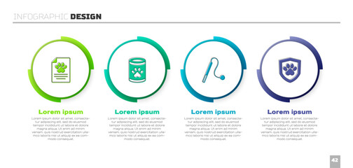 Set Medical clinical record pet, Canned food, Pet cat toy and Animal health insurance. Business infographic template. Vector