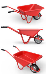 Set of garden tools and supplies for gardener and flower pots in garden