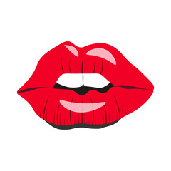 Red Lips vector illustration. Fashion flat Lips isolated on white background. Passion. Passionate art.