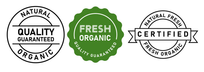 Quality guaranteed certified fresh organic badge stamp label sticker design
