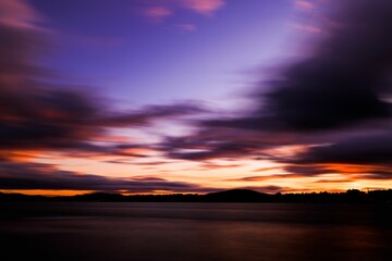 Breathtaking view of the red sunset over the sea